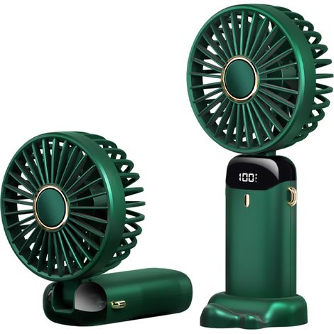 Mini-Tischventilator, tragbar, wiederaufladbar, 5 Geschwindigkeitsstufen, 90° faltbar, batteriebetrieben, mit Trageschlaufe, ideal für Zuhause, Büro und unterwegs