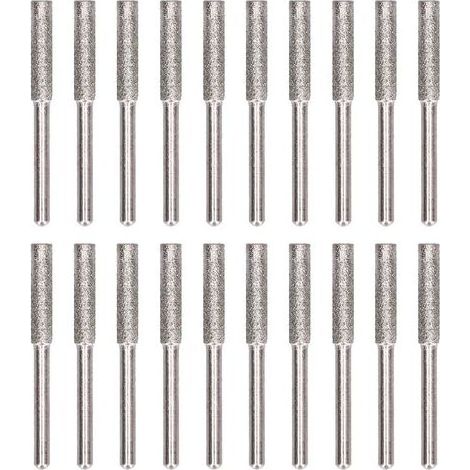 20pcs Affûteur de la tronçonneuse Burr Grinceing Tête de rotation Fichier Affûteur d'outils Kitsilver 4 mm (1/5)