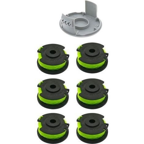 (Noir)Bobine de coupe-bordure avec fil compatible avec Ryobi Tige filetée RAC143 ,RLT36B33,RY36LT33A-0(6 bobines+1 capuchons) (1/4)