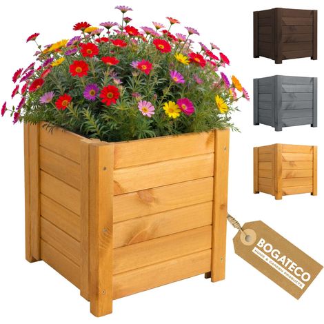 Jardinière Haute Bois Bogateco 39x39x40 cm Géotextile Brun Clair (1/5)