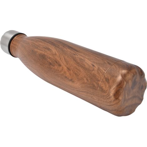 Gourde isotherme en acier inoxydable en forme de cola, idéale pour l'école, les sports de plein air, le camping, la randonnée et les voyages. Finition imitation bois. (1/5)