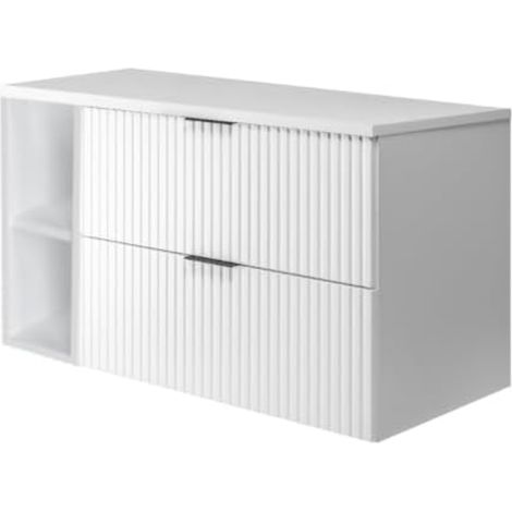 Meuble vasque, Blanc + poignée noire, 100 (80 + 20) x 57 x 46 cm + Plan de travail (1/5)