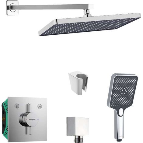 SANITINO - Conjunto de ducha con grifo empotrado hansgrohe, con cuerpo de montaje y accesorios kielle, cromo SANI21HKK001