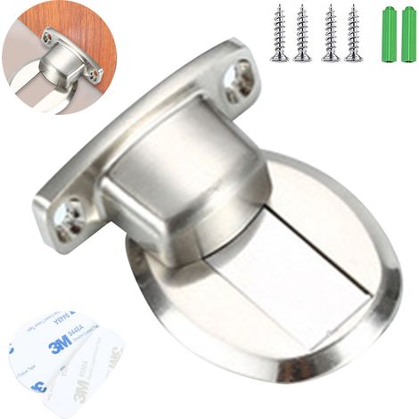 Stop Porte Magnetique - Alliage De Zinc Brossé - Fixation Adhésive 3M Ou Visée - Hauteur D'Installation 5 À 12 Mm - Pour Portes Intérieures Maison Bureau - 1 Pièce (1/5)