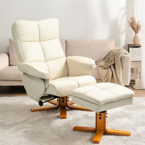 Fauteuil crème en PU 86 x 80 x 99 cm (1/5)