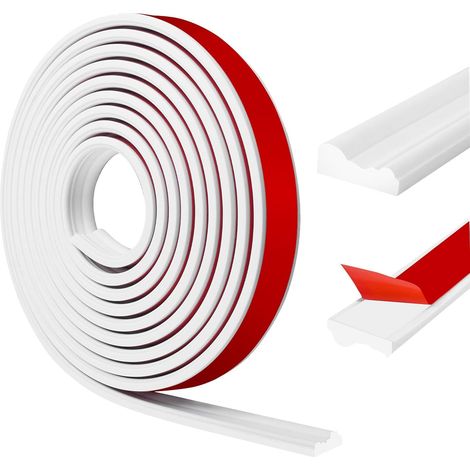 Moulures murales autocollantes flexibles en stuc à décoller et à coller pour décoration DIY, protection murale, bords d'armoire (blanc, 22 mm x 12 m) (1/5)