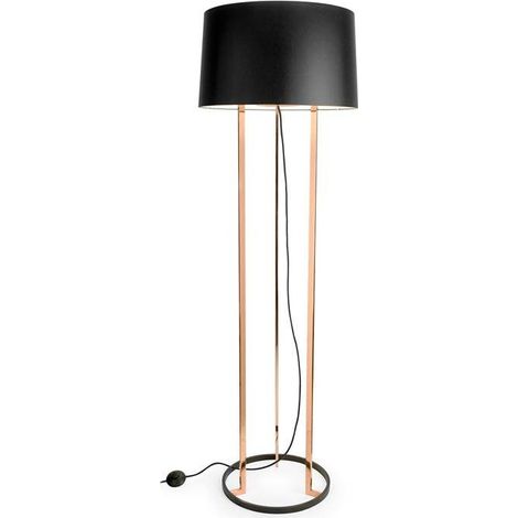 Leds-C4 GROK - Lampadaire à 3 ampoules noir, cuivre avec abat-jour en tissu noir, E27