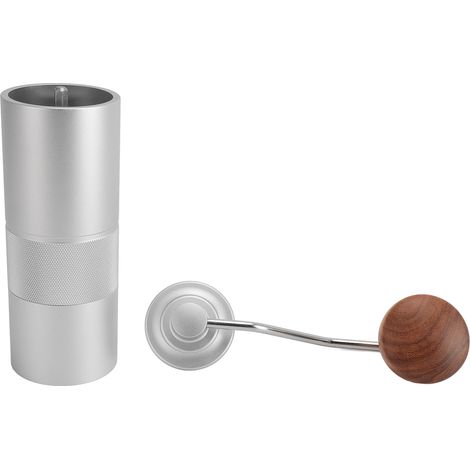 Macinacaffè Manuale – Corpo in Lega di Alluminio con Dettagli in Legno Massello, Manovella Ergonomica 148 mm, Design Elegante e Compatto 198x50 mm – Ideale per Casa, Ufficio e Viaggi (1/5)
