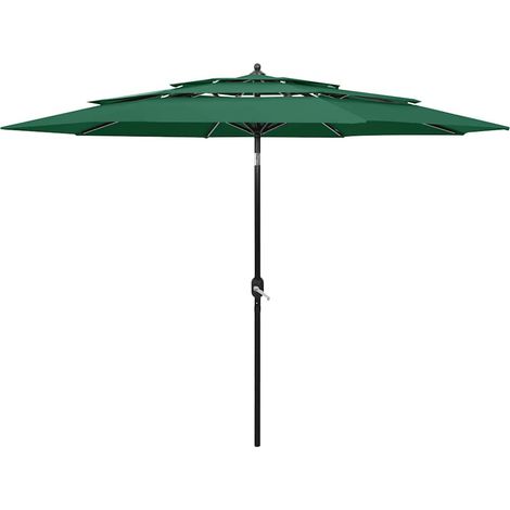 Parasol de jardin à 3 niveaux avec mât en aluminium vert 3 m vidaXL