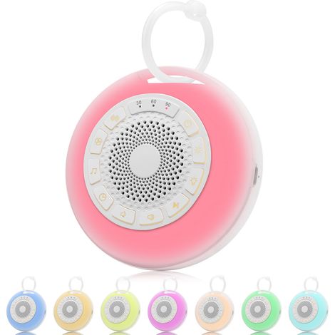 Portable White Noise Machine for Babies: 26 Soothing Musical Sounds with Night Light to Help Children and Adults Sleep, 3 Modes and 7 Light Colors, USB Timer