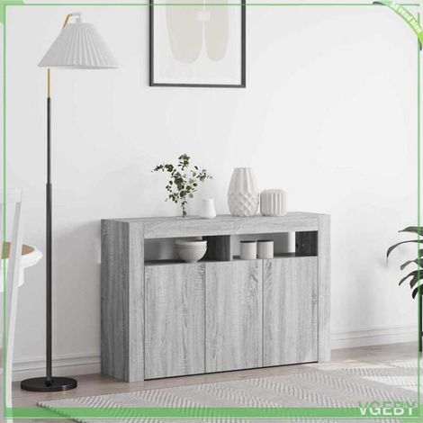 Buffet - 3333881 - Sonoma gris - 3 portes - Bois d'ingénierie - 116 x 30 x 75 cm (1/5)