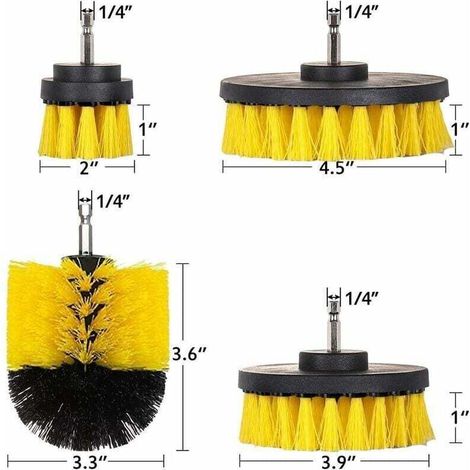 Set di 4 spazzole per la pulizia con trapano elettrico - Spazzola elettrica per la pulizia di bagni, piastrelle della piscina, mattoni e ceramica (trapano non incluso) (1/4)