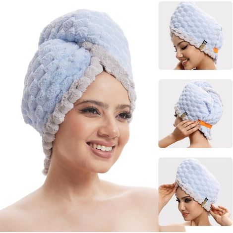 Haartrocknerhandtücher,50 x 80 cm große Haarhandtücher mit Gummiband,extra großes Haarhandtuch für Damen
