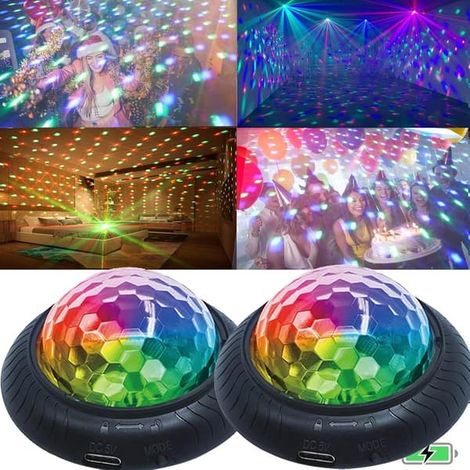 Lot de 2 mini veilleuses disco rechargeables 2 en 1, lampe boule disco automatique/activée par le son, décoration de Noël, pub ou cadeau d'anniversaire (1/5)