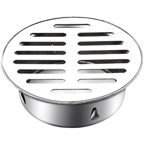 royaluxe-Siphon de Sol en Acier Inoxydable Rond Siphon de Sol Anti-Blocage pour Balcon, Couvercle de Siphon de Sol(110mm Bouche Plate)