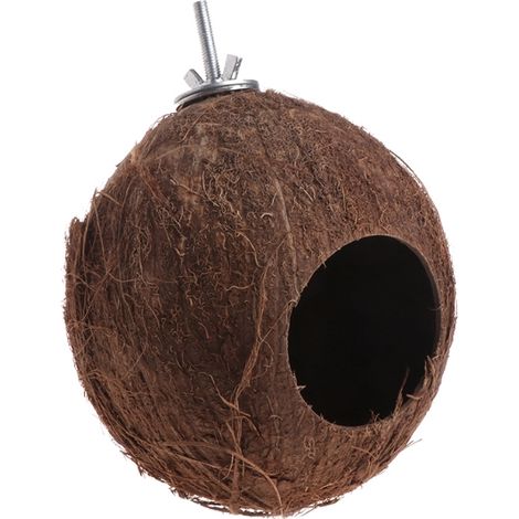 Nid d'oiseau en noix de coco pour perroquet, perruche, conure, calopsitte, petit animal - Décoration pour cage - Facile à installer (1/5)