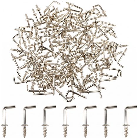 60 Pcs Crochets à Vis, Mini Crochets en L à Visser, Petits Crochets à Visser à Angle Droit, Vis à Angle Droit, Vis à Crochet en Métal pour Accrocher, Crochets Muraux Stables (Argent, 20  8 mm) (1/5)