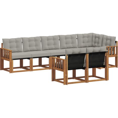 Outdoor Sofa Set with Cushion 8 pcs Natural and Light Grey vidaXL (1/5)