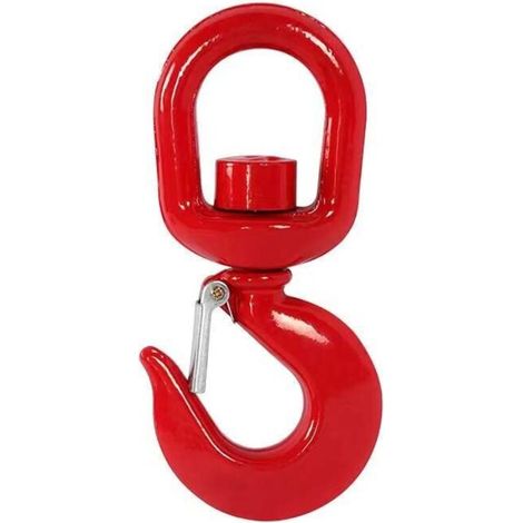 Crochet de grue avec loquet - Charge utile maximale de 2 tonnes - Pour applications industrielles, marines et de construction (rouge) (1/5)