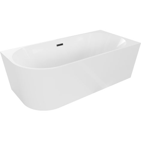 Mexen Mia vasca da bagno indipendente angolare destra 140 x 75 cm, bianca, troppopieno nero - 52691407500P-70 (1/5)