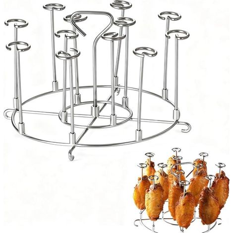 Rôtissoire Vertical Air Fryer, Support à Brochettes pour Friteuse à Air, en Acier Inoxydable 304 Grille pour Friteuse à Air, Amovible, pour Rôtir Cuisses de Poulet et Poulet(6QT) (1/5)
