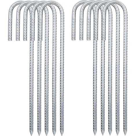 10 Pièces Piquets Ancrage au Sol, 30 cm Crochets en J, Ancres Résistants Piquet de Tente Sardines de Fixation en Acier Galvanisé pour Sécuriser Trampoline Auvent Bâche Camping Clôture Jardin (1/5)