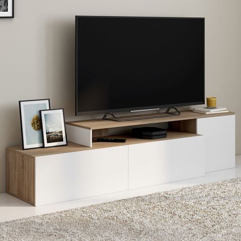 Mueble esquinero modular BASILE 140-180 cm en madera y blanco (1/5)