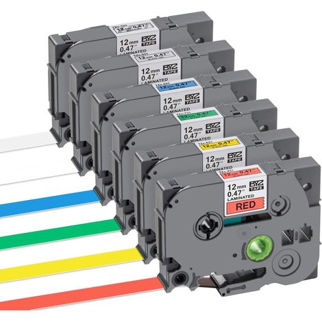 Lot de 6 ruban etiqueteuse cassettes Étiquettes différentes couleurs pour Brother TZe-231 rubans pour étiquetage Brother p-touch TZe Tape compatibles pour Brother PTouch H107B H110 (1/5)