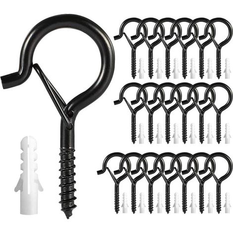 Crochets muraux à visser, crochets de plafond, crochets muraux en métal à visser pour tasses à thé, plantes, bougies, maison ou bureau (20 pièces) T-Audace (1/5)