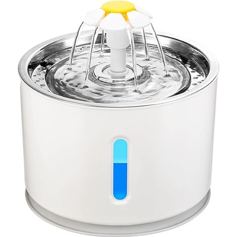 Trinkbrunnen für Katzen und Welpen, geräuschloser Wasserspender mit Aktivkohlefilter und Edelstahlnapf (1/4)