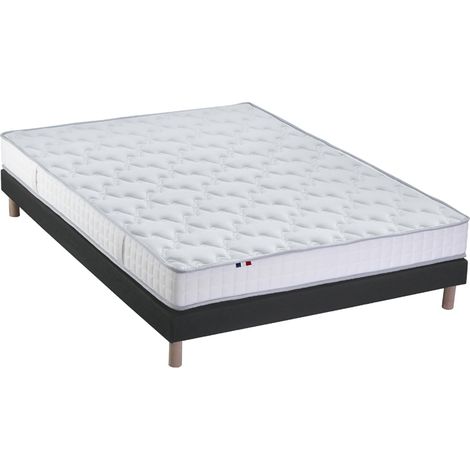 Ensemble matelas mémoire de forme et mousse HR ZENITH avec sommier confort français 140 x 190 Sommier Noir (1/5)