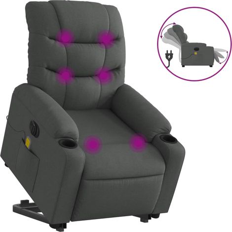 Maison Exclusive - Poltrona Alzapersona Massaggi Elettrica Grigio Scuro Tessuto