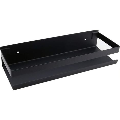 Étagère murale de salle de bain 30 cm – Acier inoxydable noir – Pour rangement shampoing et gel douche – Design moderne