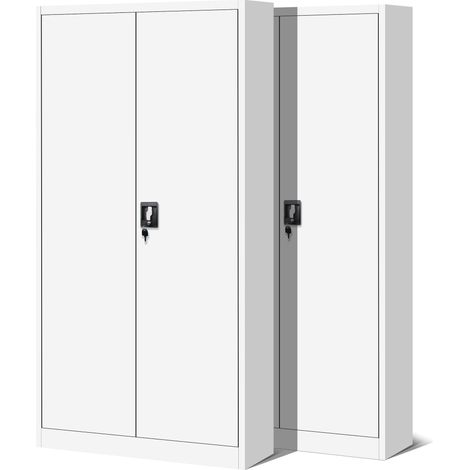 Lot de 2 Armoires de Bureau Métalliques 4 Étagères 195x90x40 cm (1/5)