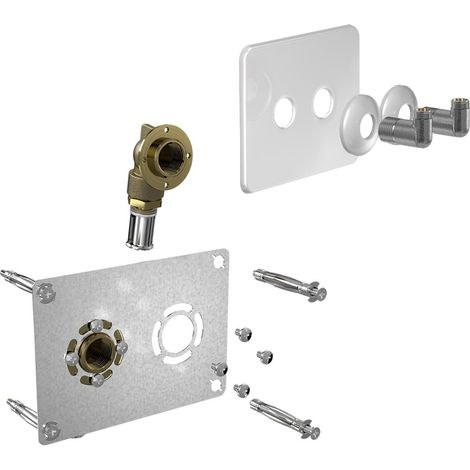 Kit Robifix coudes (EVIER / LAVABO) 50 mm Multicouche Ø16x2,0 - Femelle 1/2" (15/21) + cache poli blanc - Watts