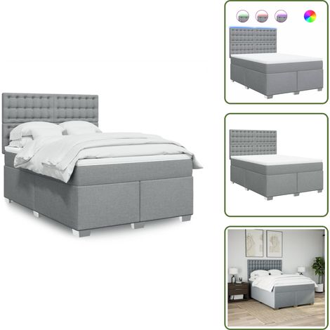 Boxspringbett mit Matratze Hellgrau 140x200 cm Stoff - Boxspringbett - Boxspringbetten - Bett - Betten (1/5)