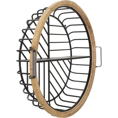 Étagère Murale en Métal "Cebu" 72cm Noir & Naturel (1/5)