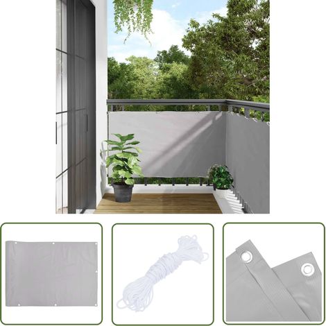 The Living Store Balkon-Sichtschutz Grau 500x120 cm PVC - Balkon Sichtschutz - PVC Sichtschutz - Wetterfest - UV Schutz - Sonnenschutz (1/5)