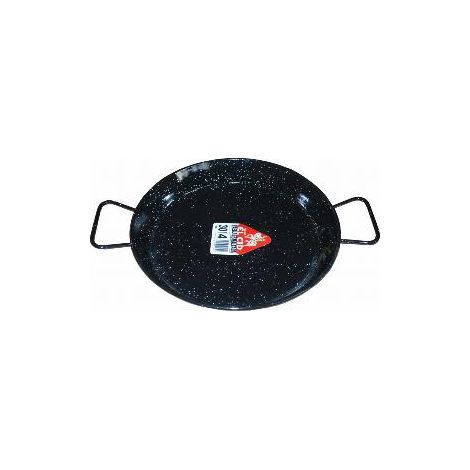FPLUS paellera esmalt.34 cms. 4-5 raciones , La paellera de acero esmaltada está fabricada en acero recubierto con un esmalte moteado blanco y negro, por lo que la oxidación no ser