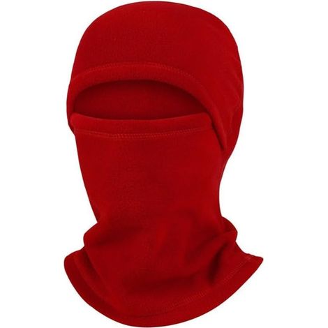 Full fleece balaclava for skiing, cycling, running, windbreaker, neck warmer, scarf, shawl, hood for winter sports, black (bright red) (1/5)