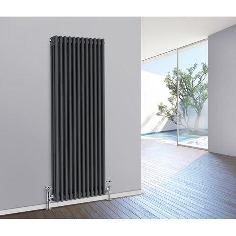 NRG Traditional Cast Iron Style Radiator Vertical 3 Column Anthracite 1800 x 560mm