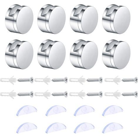 8 Sets Bains Pince de Verre, Fixation Miroir Supports, Miroir Clips Verre en Alliage Zinc pour Miroir Murale, Etagere Murale en Verre (1/5)