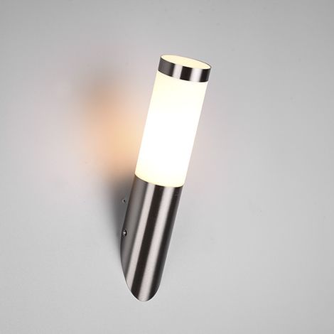 Applique extérieure Trioto en acier satinée avec diffuseur opale H 36,5 cm IP44 (1/3)