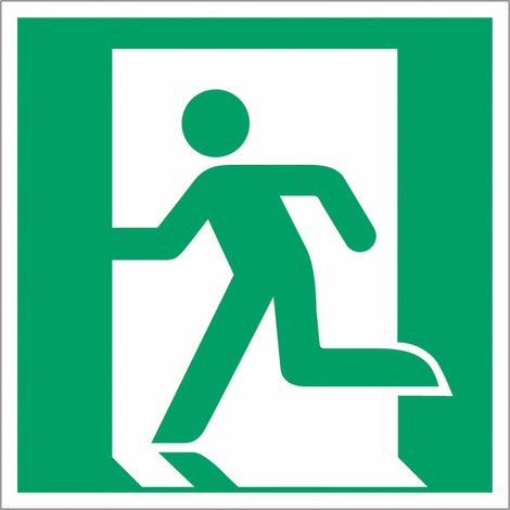 Pannello adesivo ISO 7010 "Uscita di emergenza (a sinistra)" - E001 (1/2)