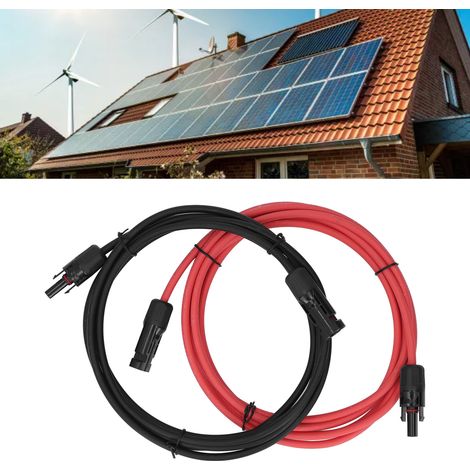 10AWG Solar-Verlängerungskabel, Solarmodul-Verlängerungskabel mit männlichen und weiblichen Solarsteckern, rot und schwarz, 6 Meter (1/5)