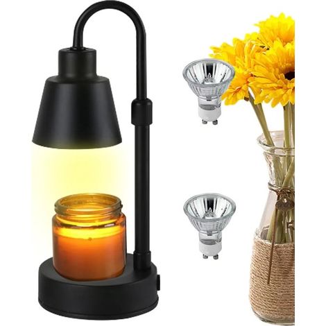 Lámpara calentadora de velas，lámpara fotoeléctrica ajustable para derretir velas con temporizador，incluye 2 bombillas (negras) (1/5)
