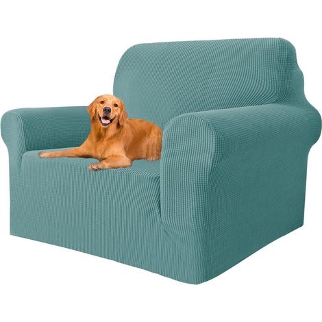 Sofaüberwurf 1 Sitzer, Sesselhusse hoch elastisch, rutschfest, hellblau (1/5)