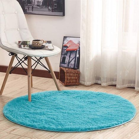 Tapis Rond - 120 cm - Shaggy - Microfibre Acrylique Polyester - Fond Latex Antidérapant - Intérieur Salon Chambre Couloir Entrée - 1 Pièce
