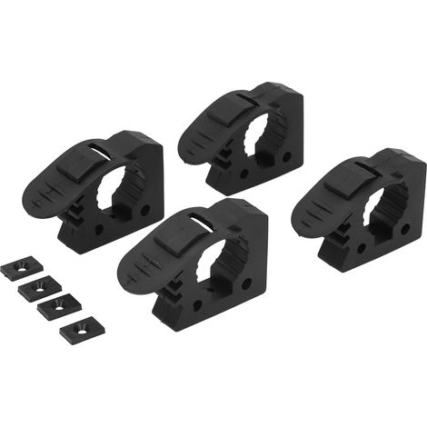 Lot de 4 supports de pelle pour galerie de toit, serrage 30-40 mm, capacité de charge 11 kg, fixation par pince en caoutchouc robuste (1/5)