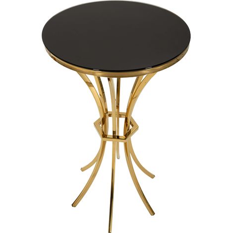 Mesa de Centro Datelosa, Forma Redonda, Color Superficie Transparente, Material Estructura en Vidrio, 50x50x92h cm oro